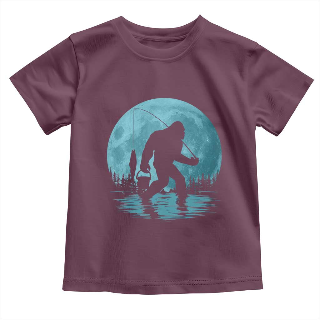 Funny Bigfoot Fishing Night Stroll Full Moon Toddler T Shirt - Wonder Print Shop