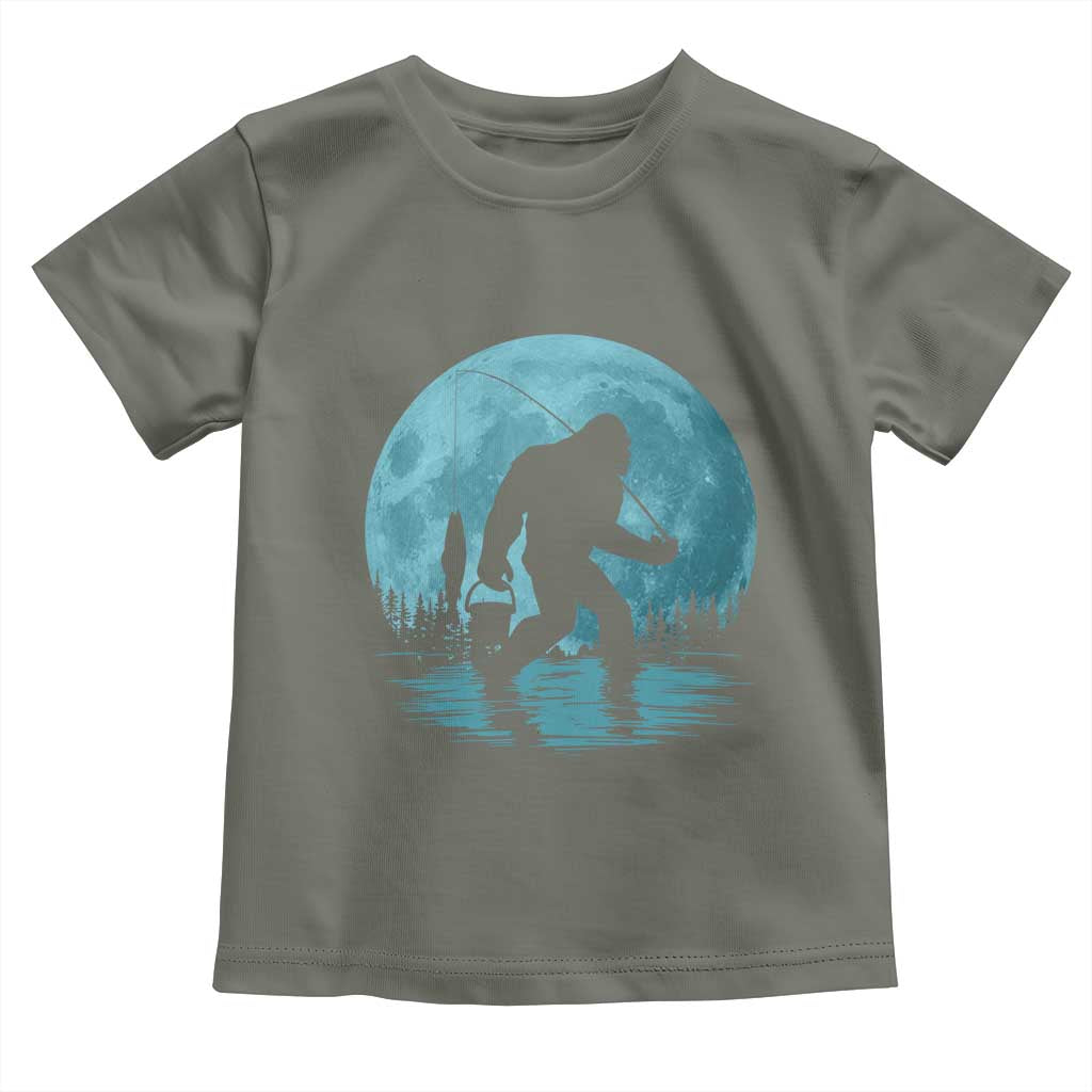 Funny Bigfoot Fishing Night Stroll Full Moon Toddler T Shirt - Wonder Print Shop