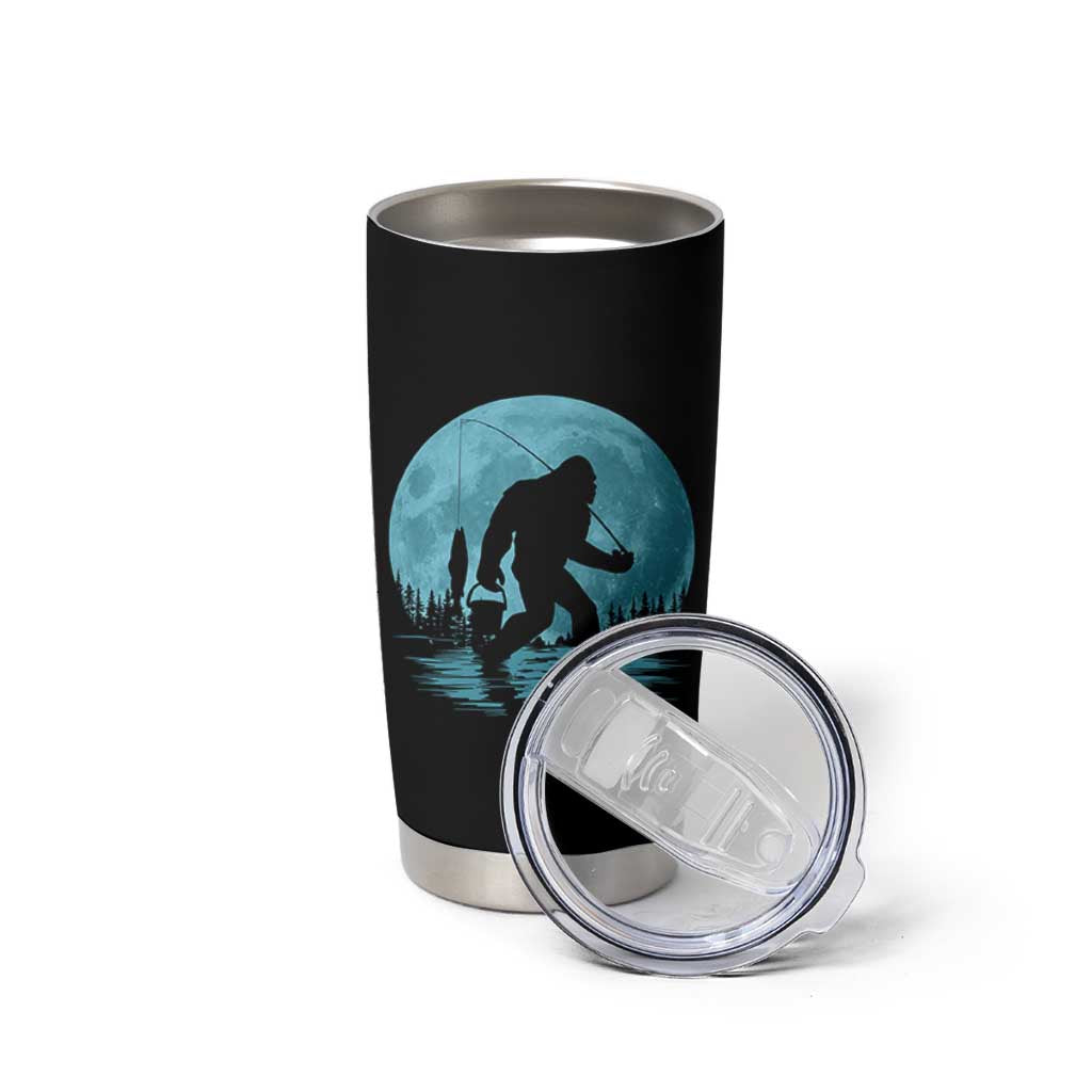 Funny Bigfoot Fishing Night Stroll Full Moon Tumbler Cup - Wonder Print Shop