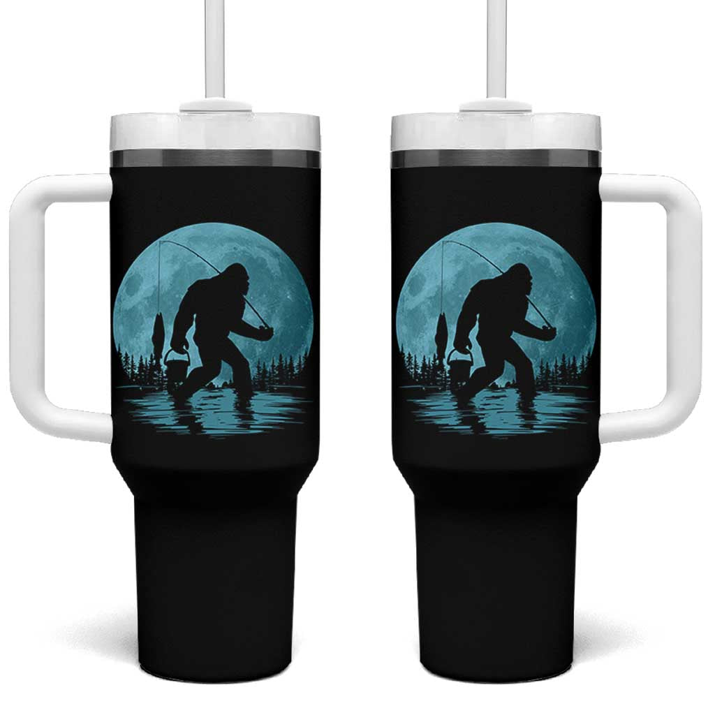 Funny Bigfoot Fishing Night Stroll Full Moon Tumbler With Handle - Wonder Print Shop