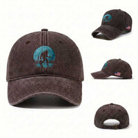 Funny Bigfoot Fishing Night Stroll Full Moon Washed Cotton Baseball Cap