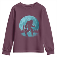 Funny Bigfoot Fishing Night Stroll Full Moon Youth Sweatshirt - Wonder Print Shop