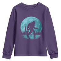 Funny Bigfoot Fishing Night Stroll Full Moon Youth Sweatshirt - Wonder Print Shop