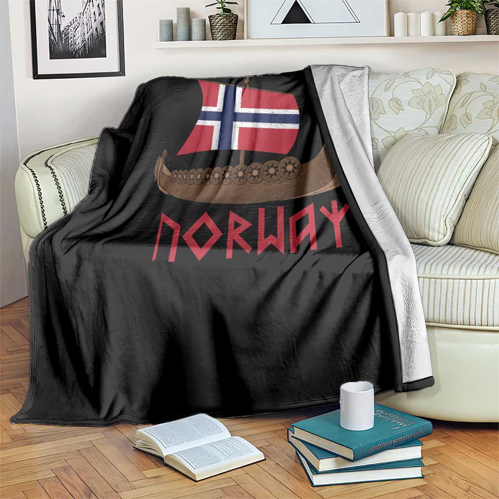 Boat Norwegian Flag Norway Viking Ship Norway Throw Blanket