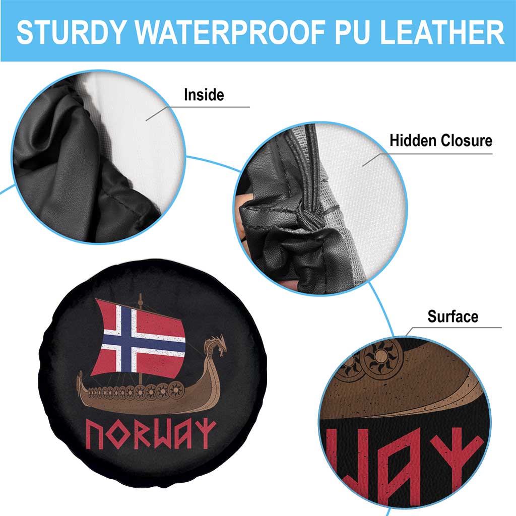 Boat Norwegian Flag Norway Viking Ship Norway Spare Tire Cover