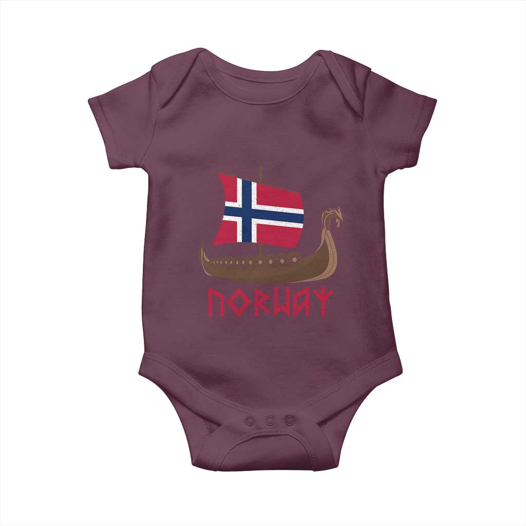 Boat Norwegian Flag Norway Viking Ship Norway Baby Onesie