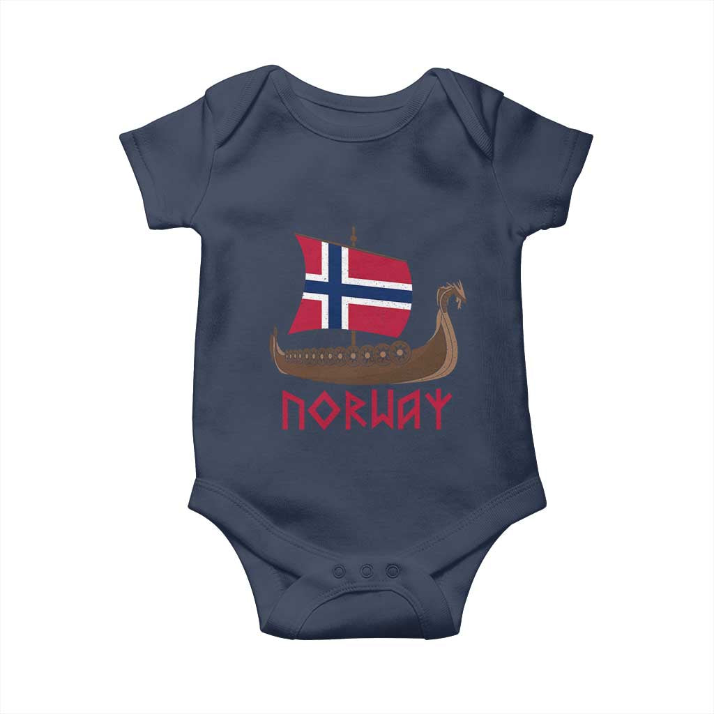 Boat Norwegian Flag Norway Viking Ship Norway Baby Onesie