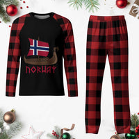 Boat Norwegian Flag Norway Viking Ship Norway Plaid Pajama Set