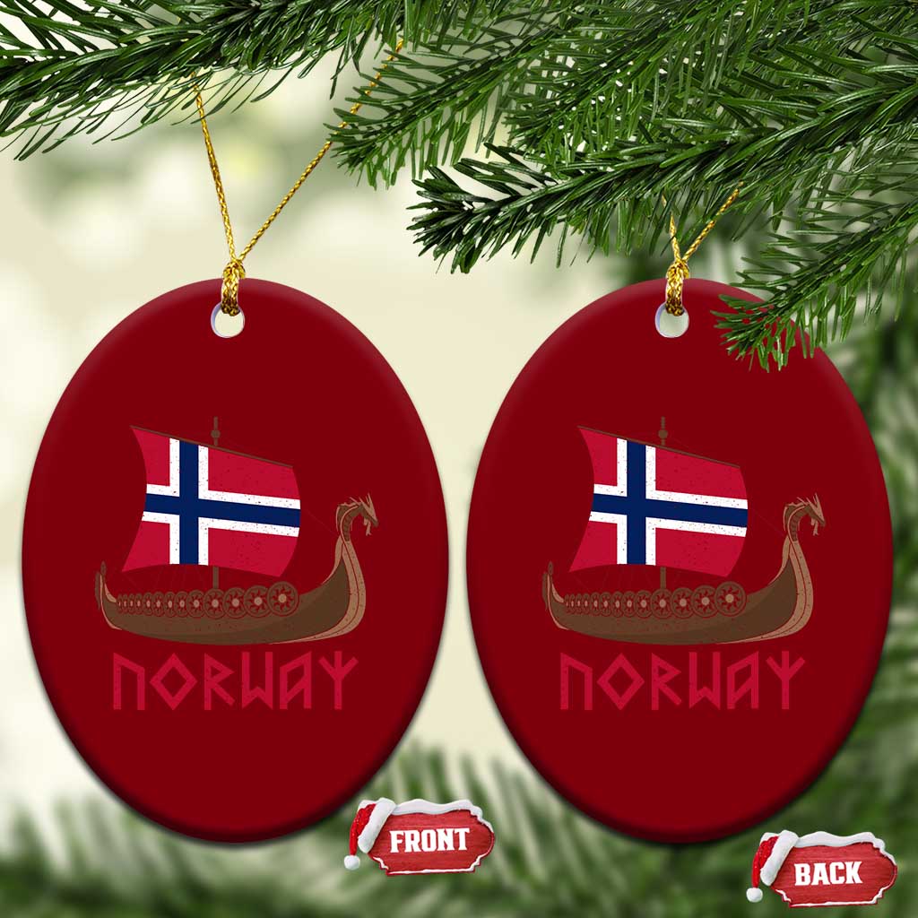 Boat Norwegian Flag Norway Viking Ship Norway Ceramic Ornament