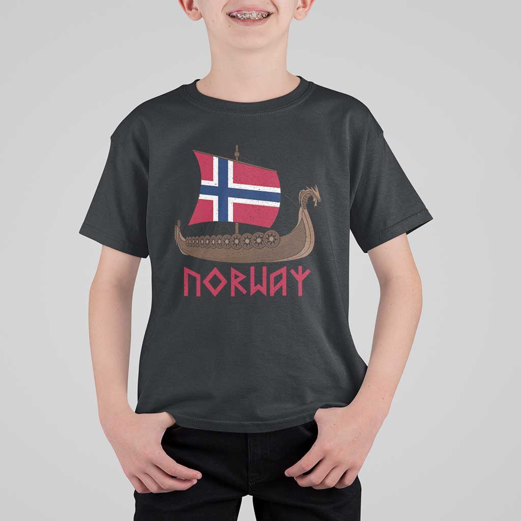 Boat Norwegian Flag Norway Viking Ship Norway T Shirt For Kid