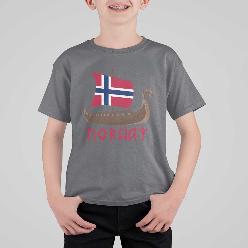 Boat Norwegian Flag Norway Viking Ship Norway T Shirt For Kid