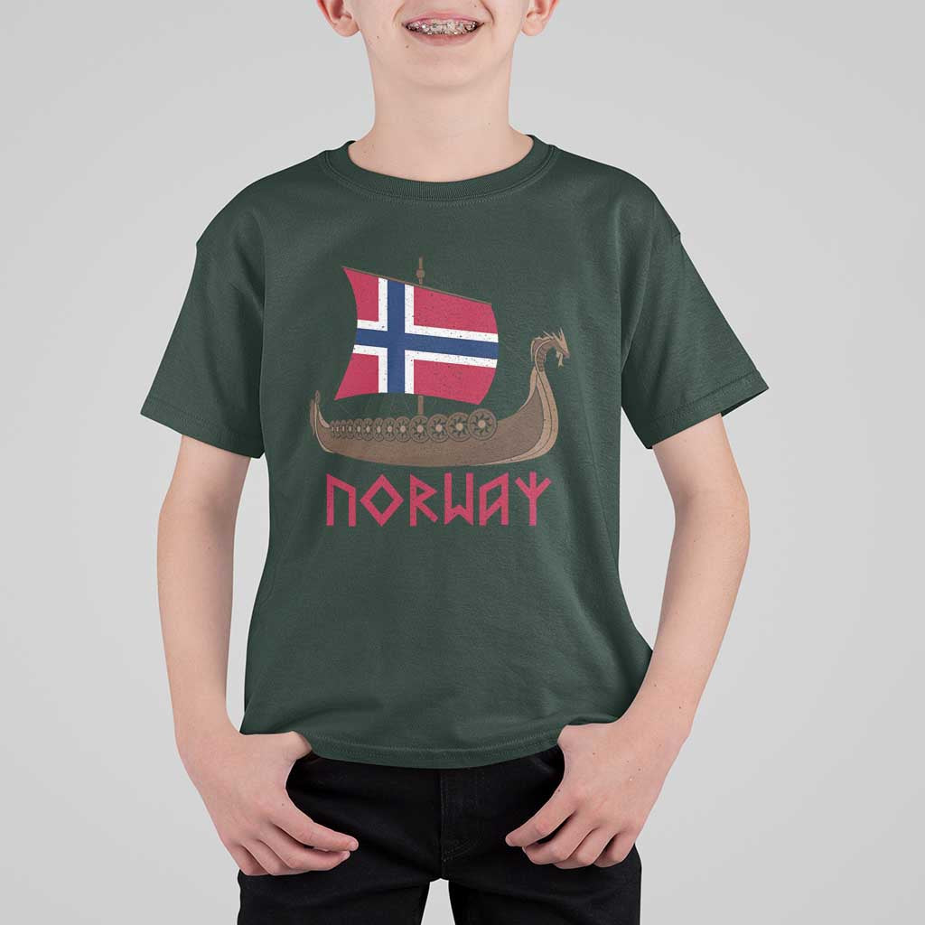 Boat Norwegian Flag Norway Viking Ship Norway T Shirt For Kid