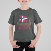 Boat Norwegian Flag Norway Viking Ship Norway T Shirt For Kid