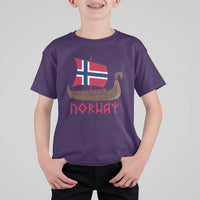 Boat Norwegian Flag Norway Viking Ship Norway T Shirt For Kid