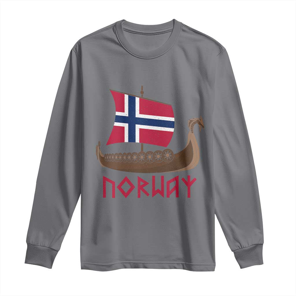 Boat Norwegian Flag Norway Viking Ship Norway Long Sleeve Shirt