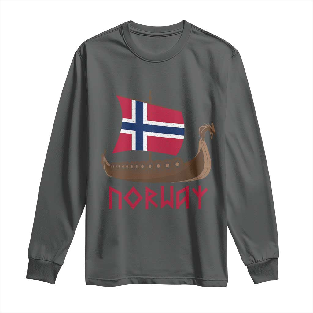 Boat Norwegian Flag Norway Viking Ship Norway Long Sleeve Shirt