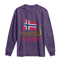 Boat Norwegian Flag Norway Viking Ship Norway Long Sleeve Shirt