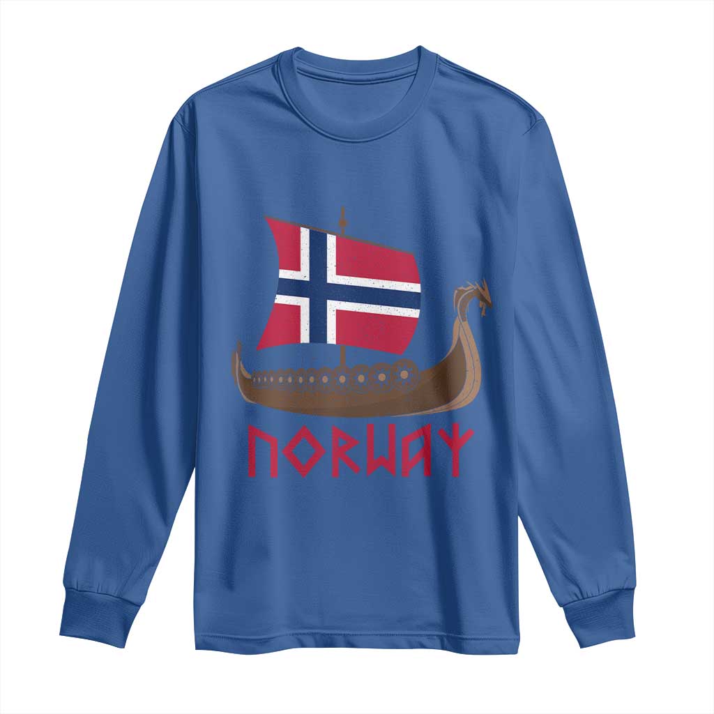 Boat Norwegian Flag Norway Viking Ship Norway Long Sleeve Shirt
