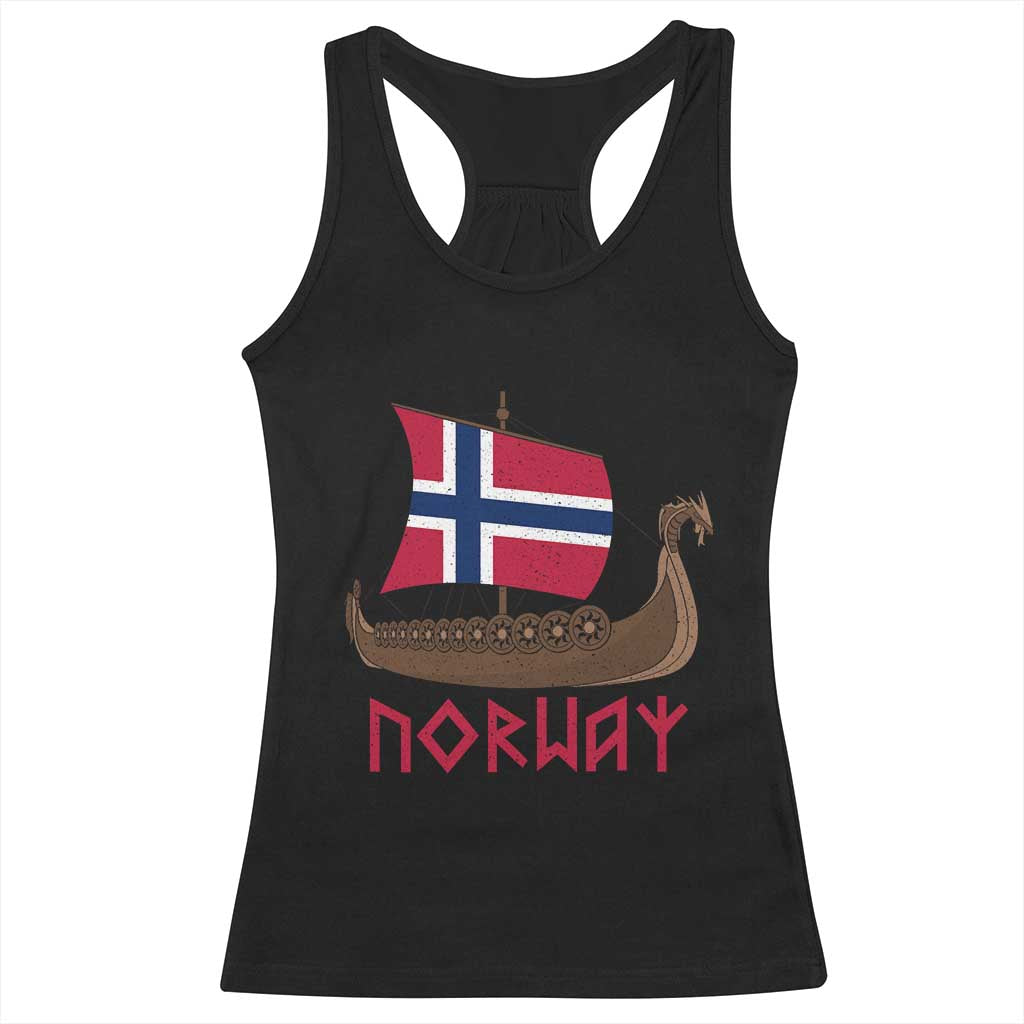 Boat Norwegian Flag Norway Viking Ship Norway Racerback Tank Top