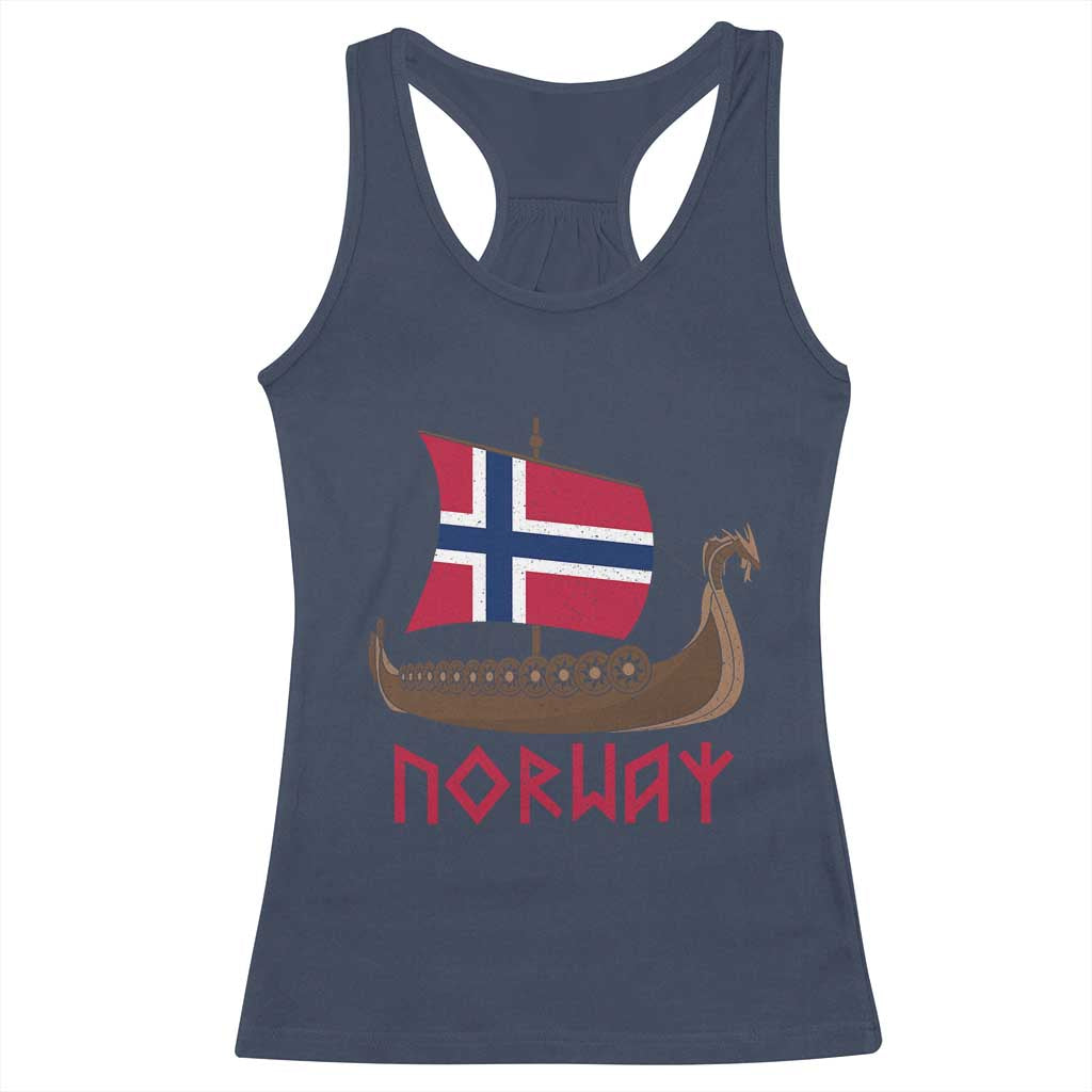 Boat Norwegian Flag Norway Viking Ship Norway Racerback Tank Top