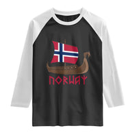 Boat Norwegian Flag Norway Viking Ship Norway Raglan Shirt