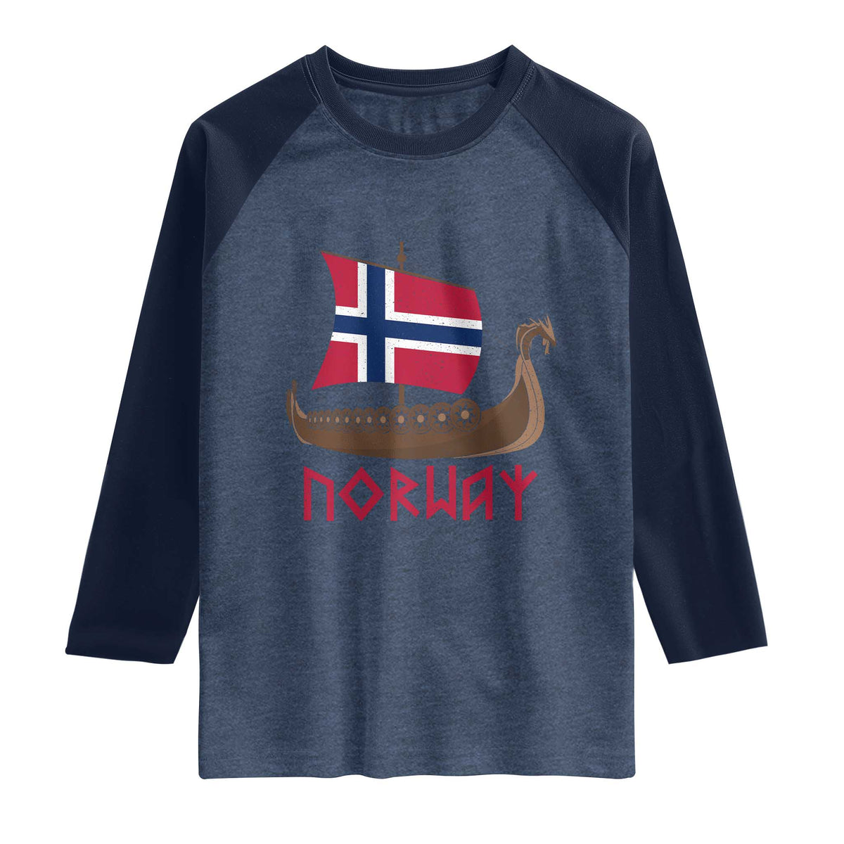Boat Norwegian Flag Norway Viking Ship Norway Raglan Shirt