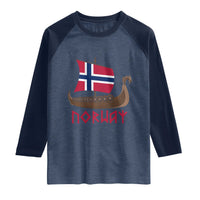 Boat Norwegian Flag Norway Viking Ship Norway Raglan Shirt