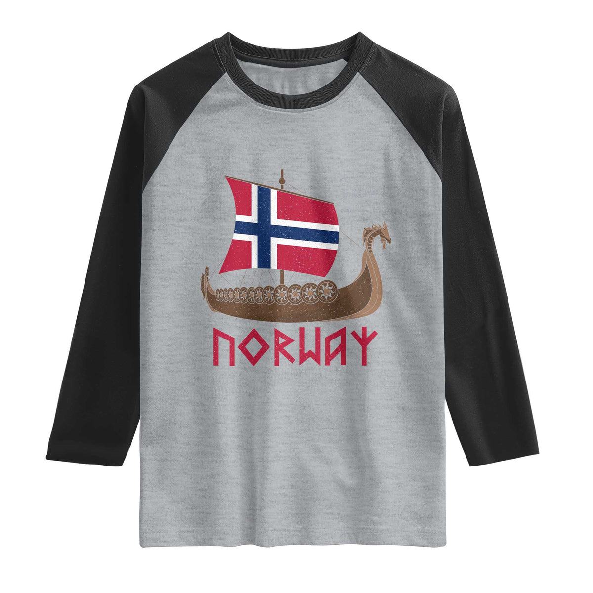 Boat Norwegian Flag Norway Viking Ship Norway Raglan Shirt
