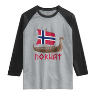 Boat Norwegian Flag Norway Viking Ship Norway Raglan Shirt