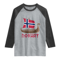 Boat Norwegian Flag Norway Viking Ship Norway Raglan Shirt