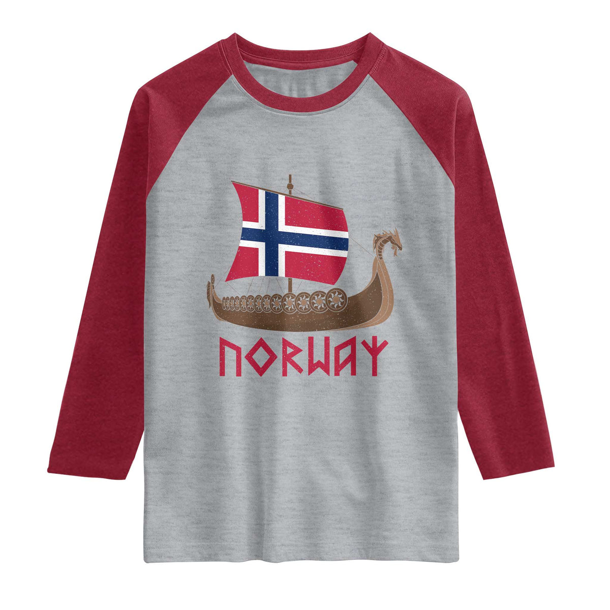 Boat Norwegian Flag Norway Viking Ship Norway Raglan Shirt