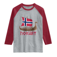 Boat Norwegian Flag Norway Viking Ship Norway Raglan Shirt