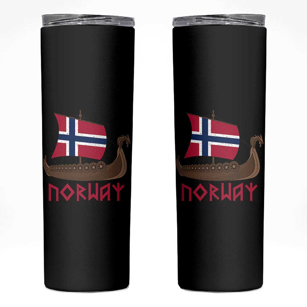 Boat Norwegian Flag Norway Viking Ship Norway Skinny Tumbler