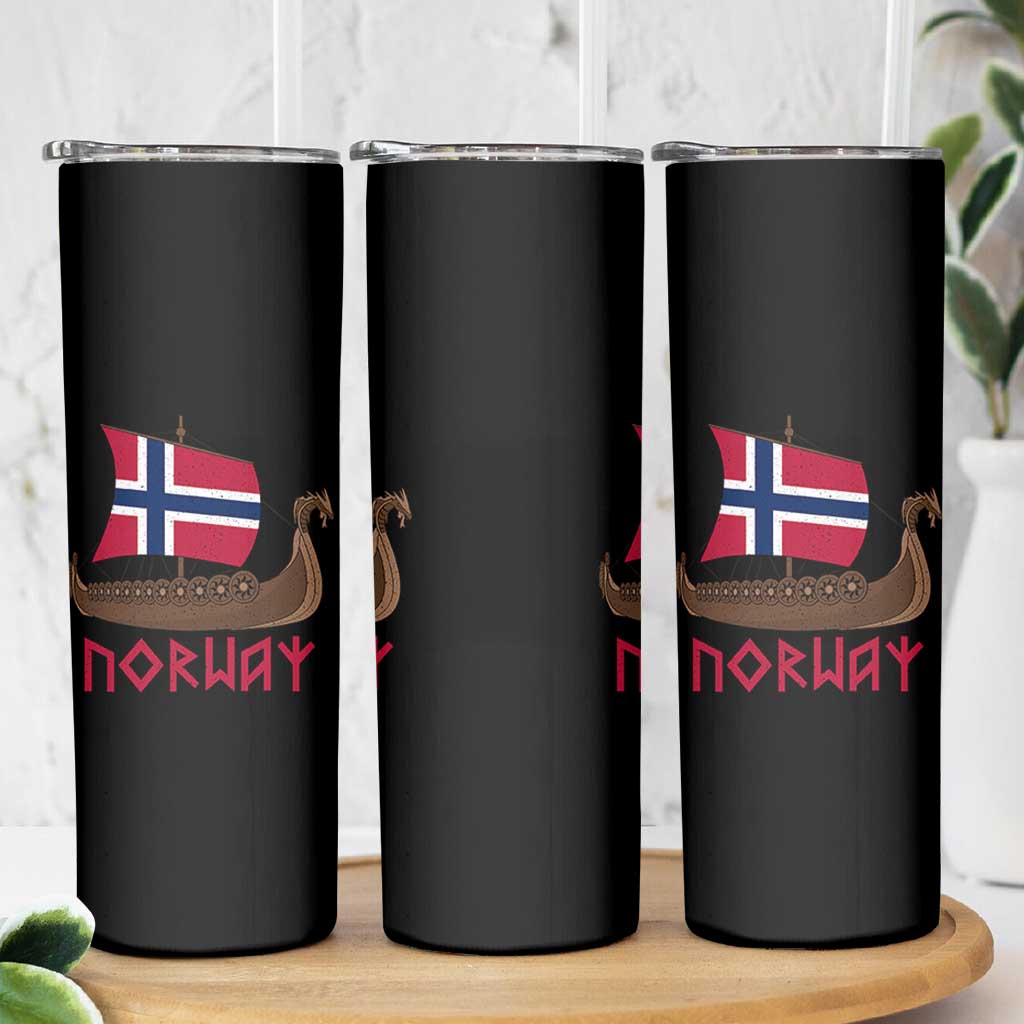 Boat Norwegian Flag Norway Viking Ship Norway Skinny Tumbler