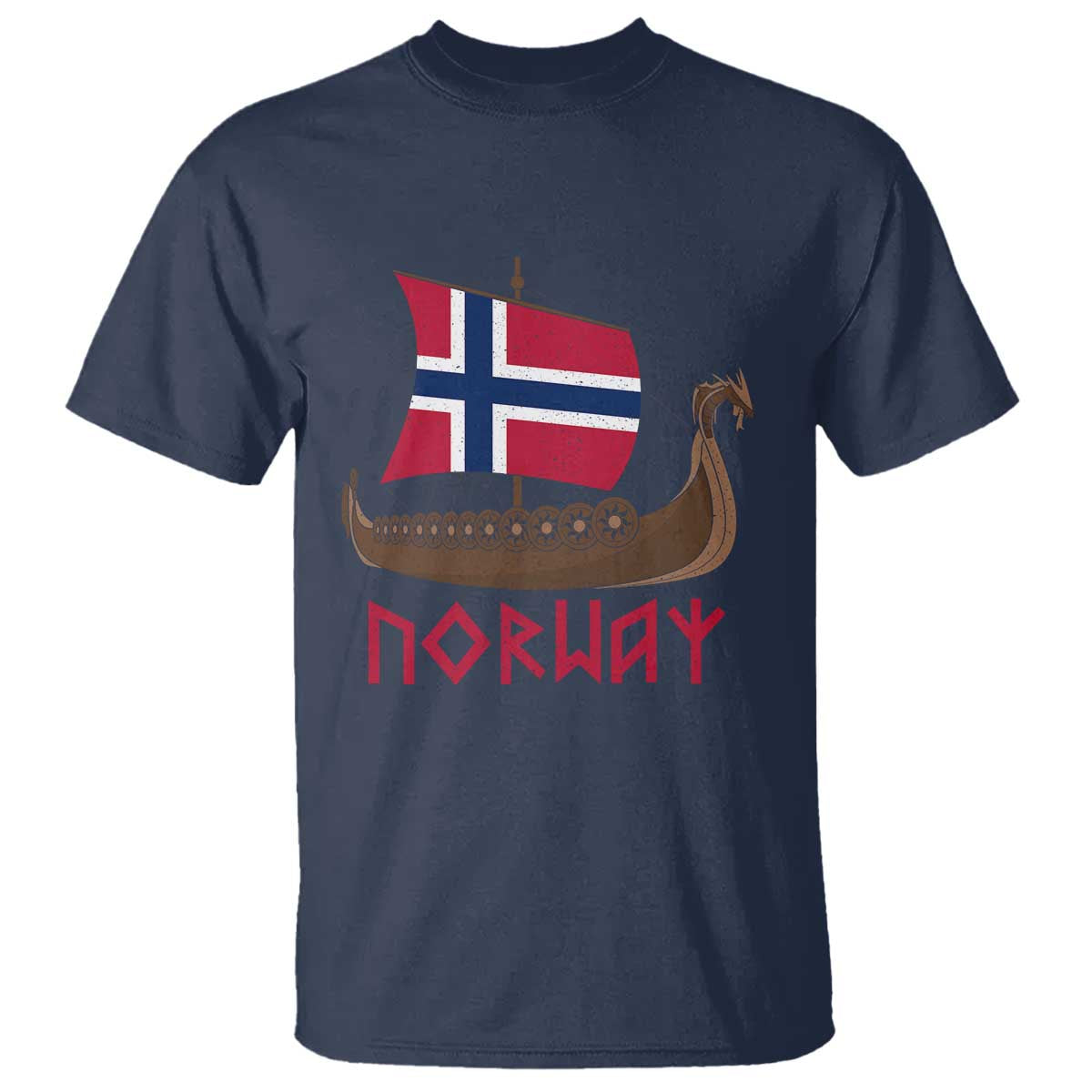 Boat Norwegian Flag Norway Viking Ship Norway T Shirt