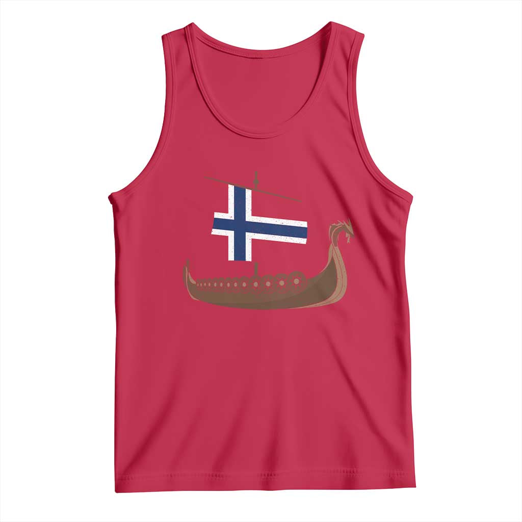 Boat Norwegian Flag Norway Viking Ship Norway Tank Top