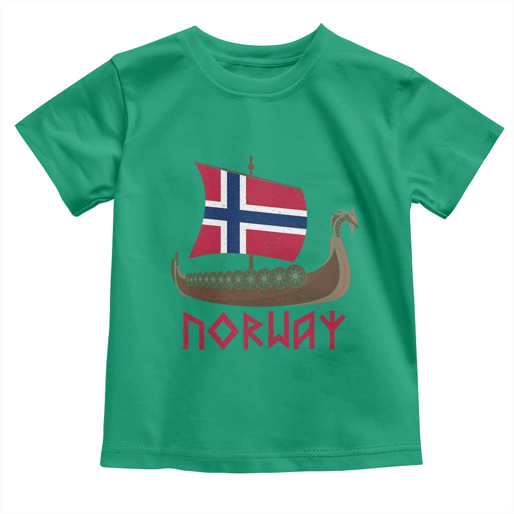 Boat Norwegian Flag Norway Viking Ship Norway Toddler T Shirt