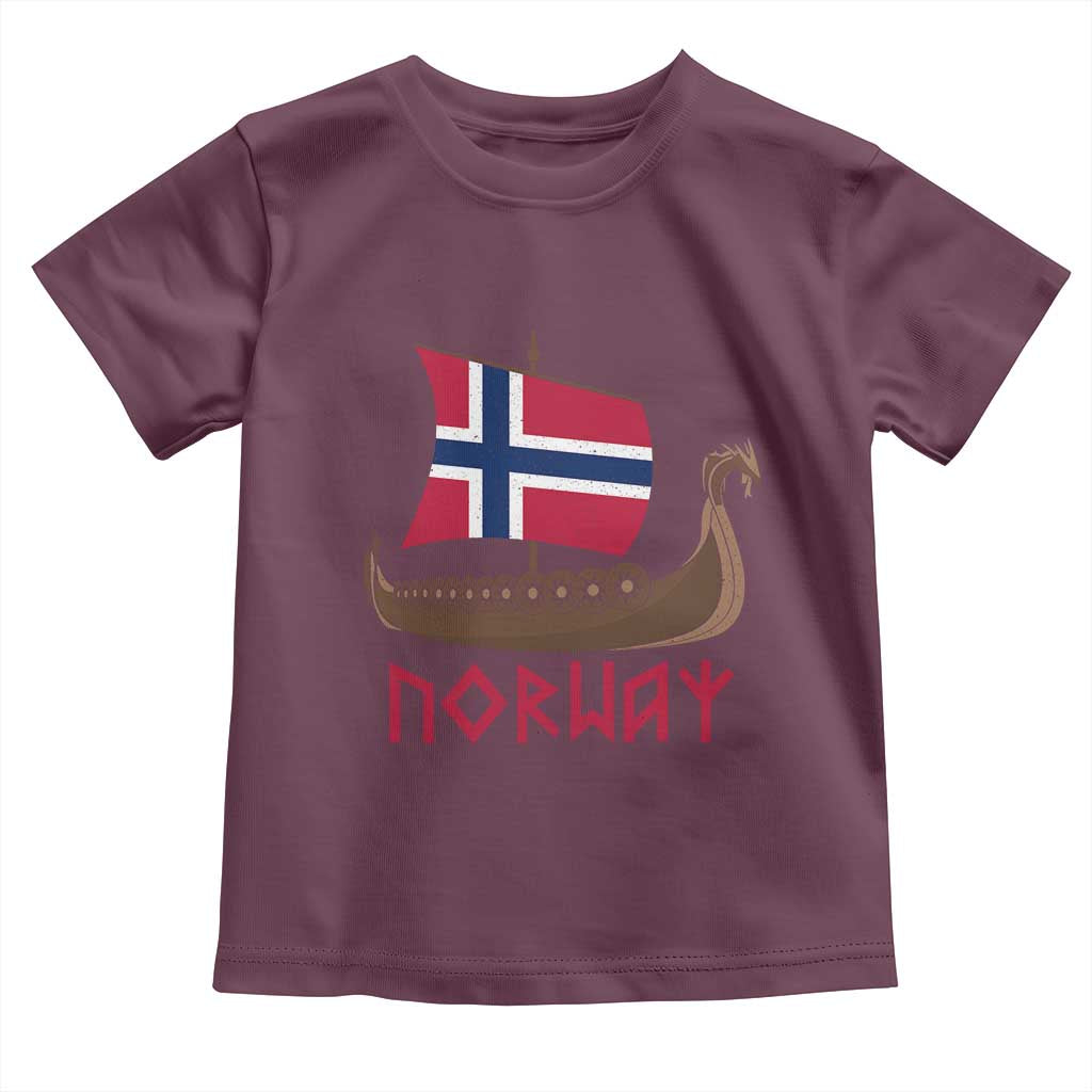 Boat Norwegian Flag Norway Viking Ship Norway Toddler T Shirt