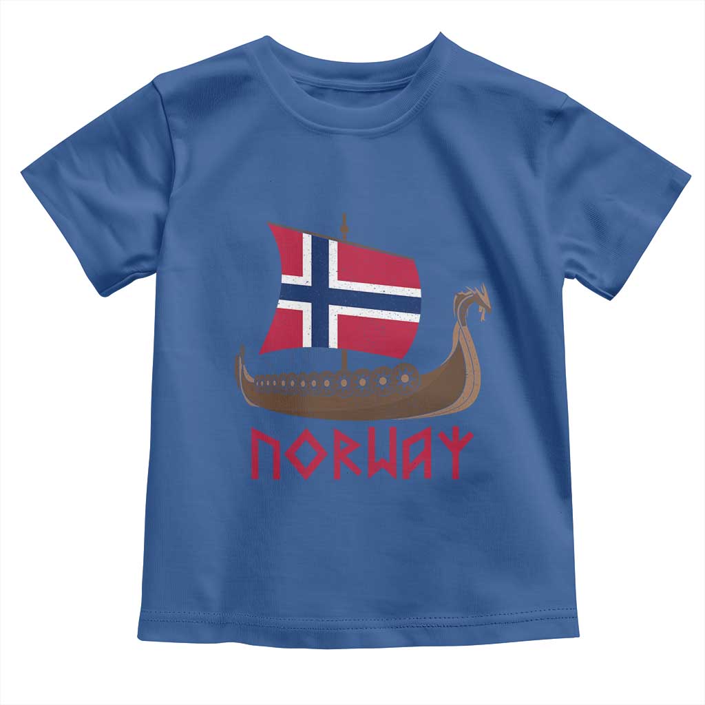 Boat Norwegian Flag Norway Viking Ship Norway Toddler T Shirt