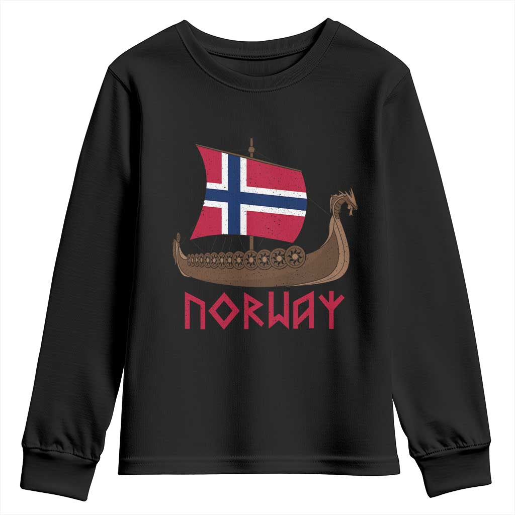 Boat Norwegian Flag Norway Viking Ship Norway Youth Sweatshirt