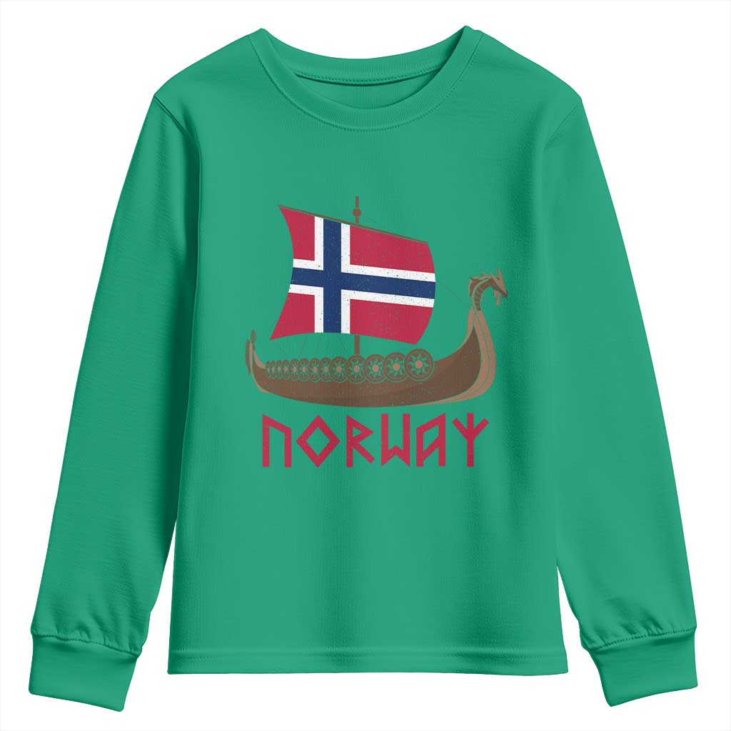 Boat Norwegian Flag Norway Viking Ship Norway Youth Sweatshirt