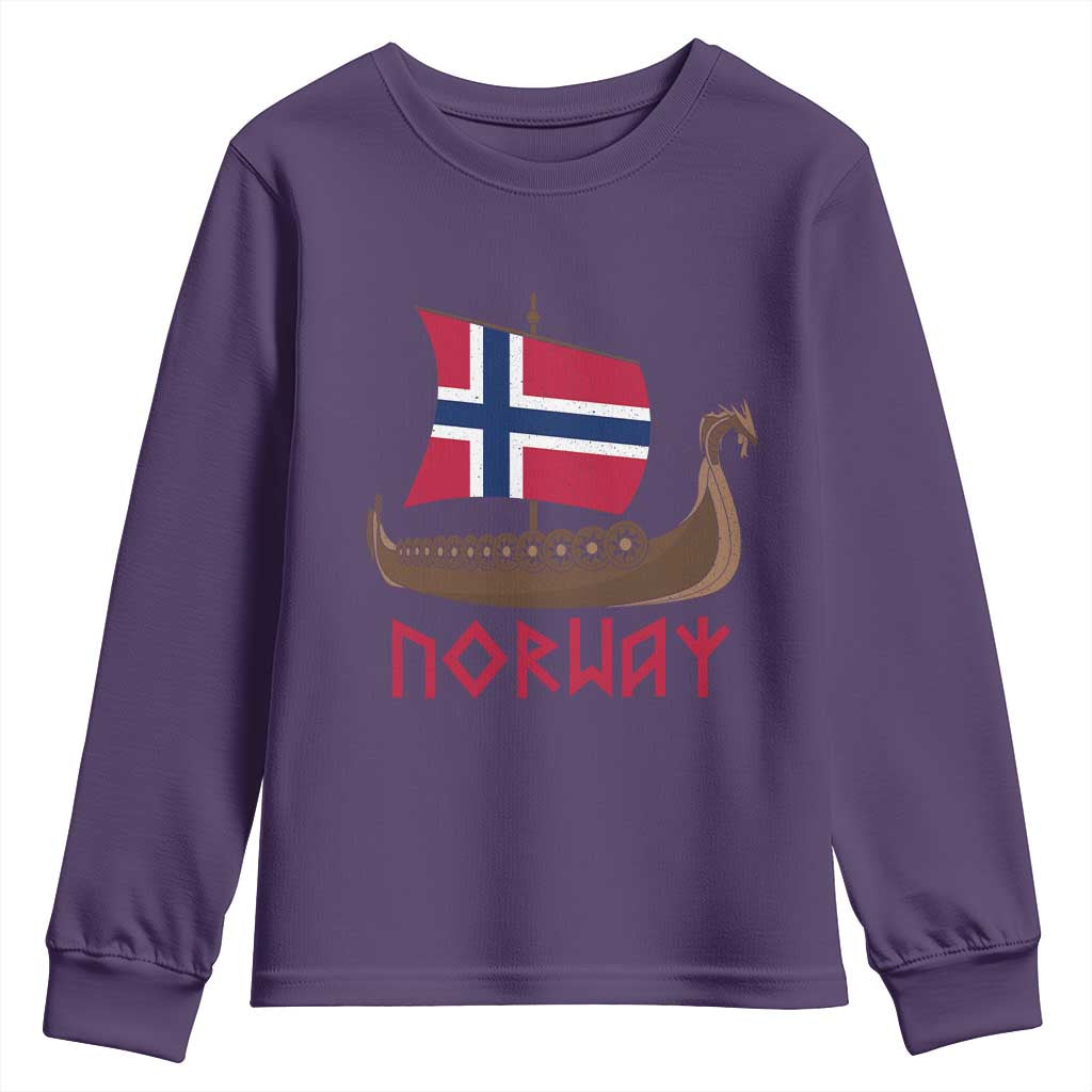 Boat Norwegian Flag Norway Viking Ship Norway Youth Sweatshirt