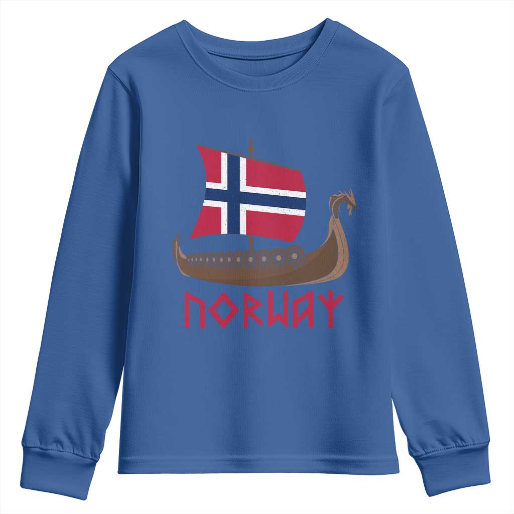 Boat Norwegian Flag Norway Viking Ship Norway Youth Sweatshirt