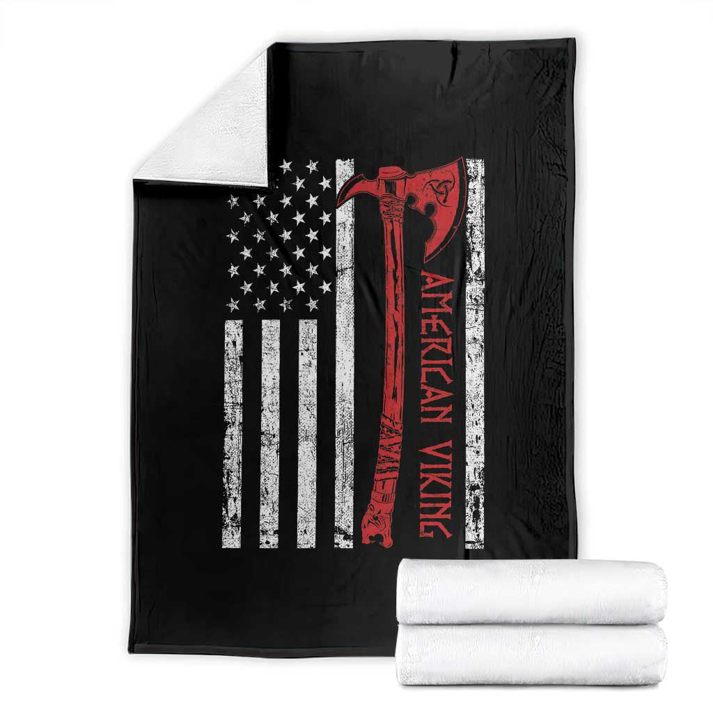 American Viking Throw Blanket Norse Mythology Axe USA Flag - Wonder Print Shop