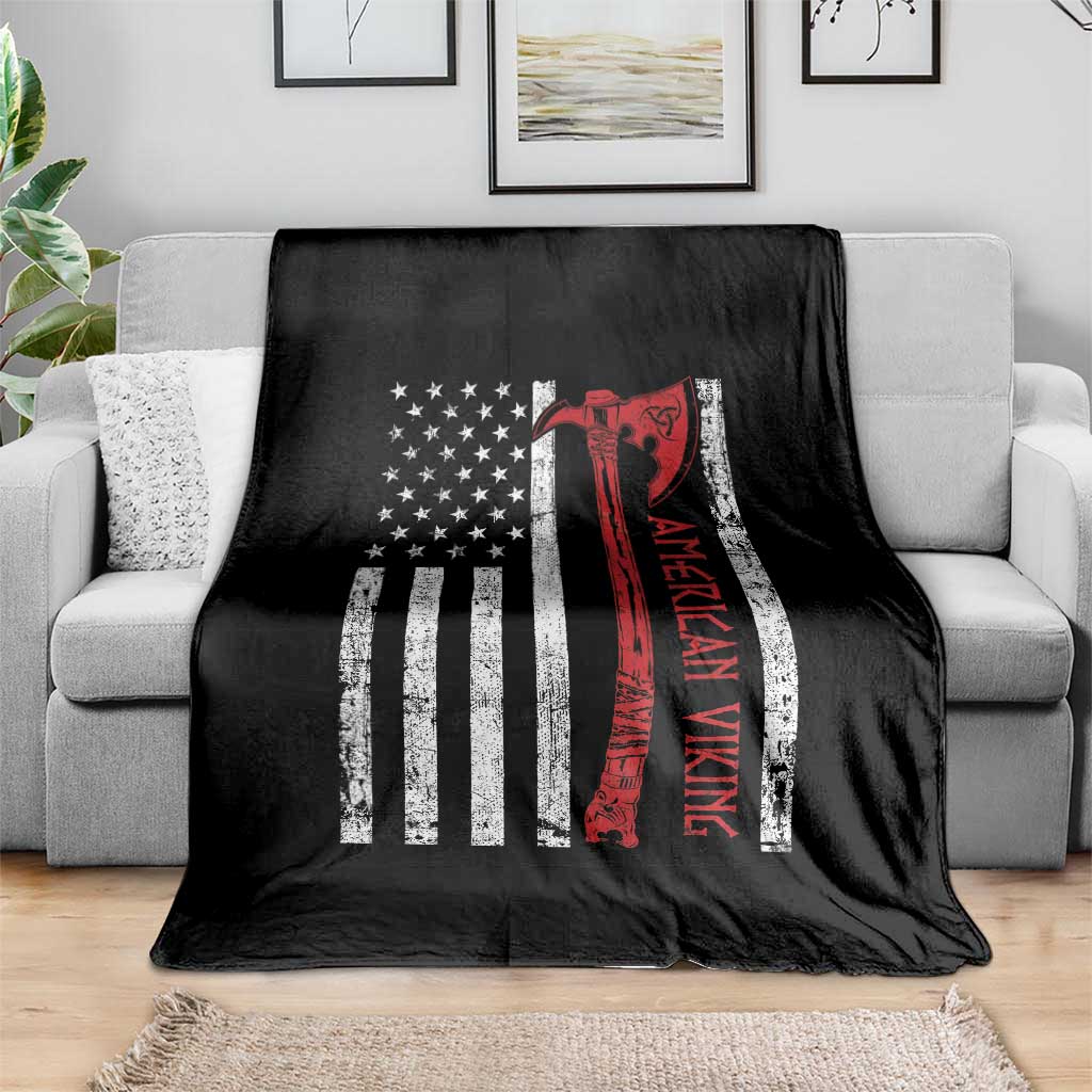 American Viking Throw Blanket Norse Mythology Axe USA Flag - Wonder Print Shop