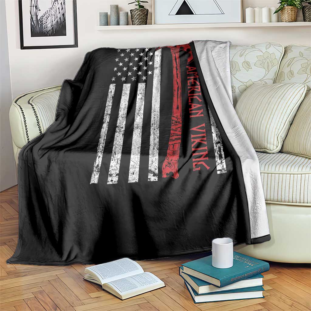 American Viking Throw Blanket Norse Mythology Axe USA Flag - Wonder Print Shop