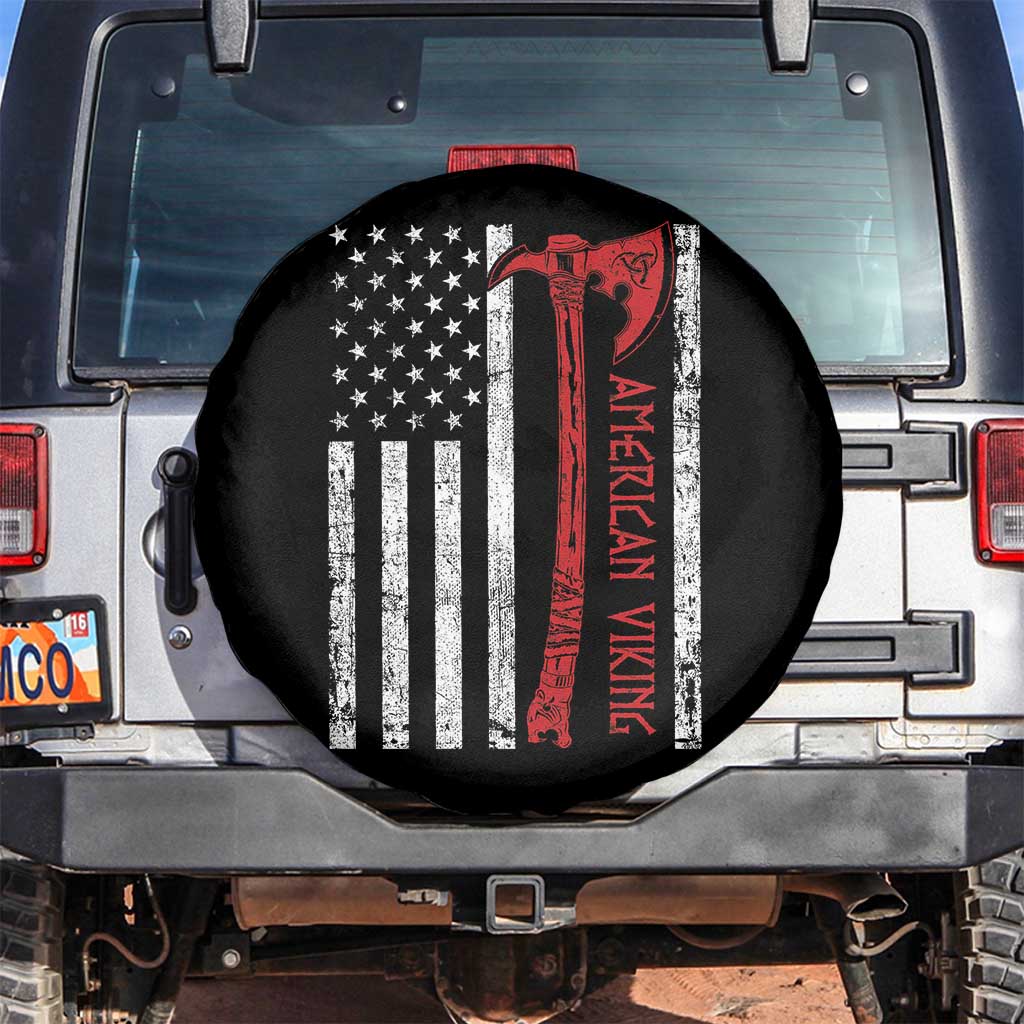 American Viking Spare Tire Cover Norse Mythology Axe USA Flag - Wonder Print Shop
