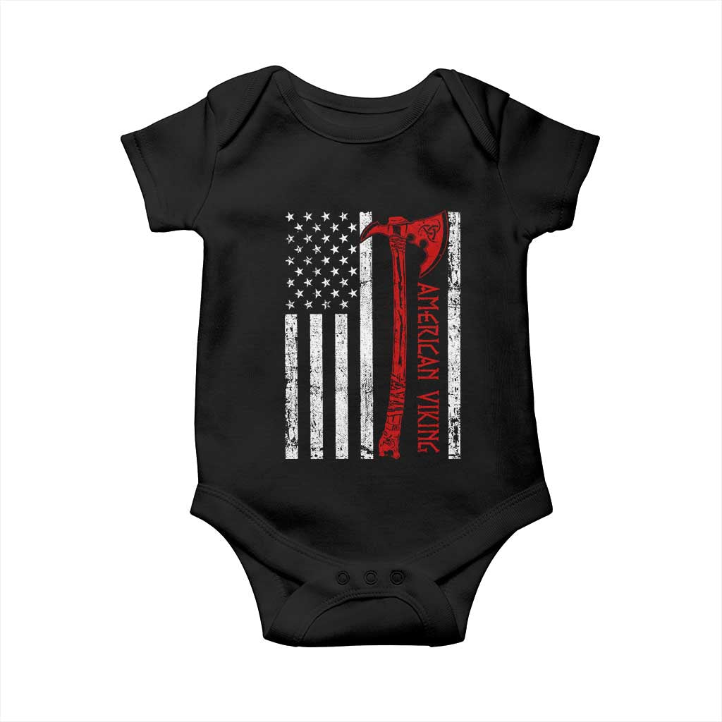 American Viking Baby Onesie Norse Mythology Axe USA Flag - Wonder Print Shop