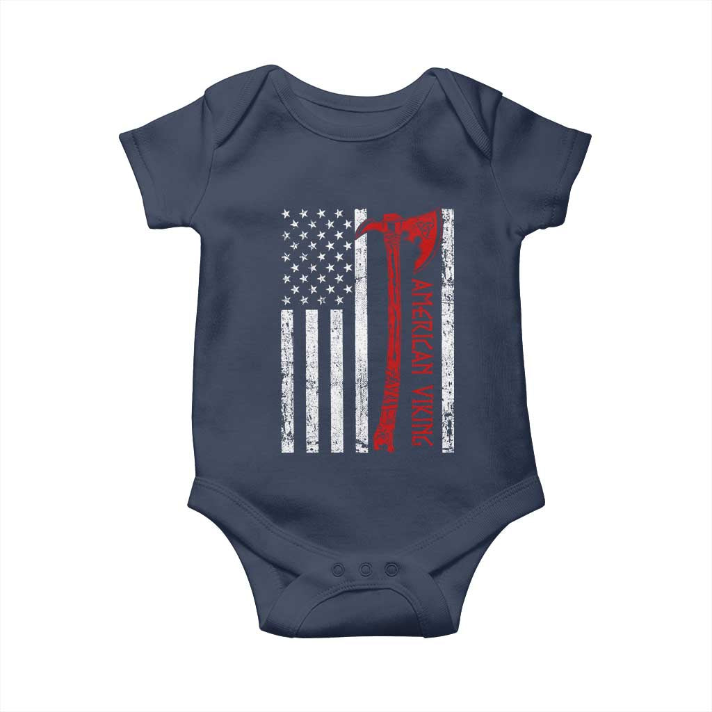 American Viking Baby Onesie Norse Mythology Axe USA Flag - Wonder Print Shop