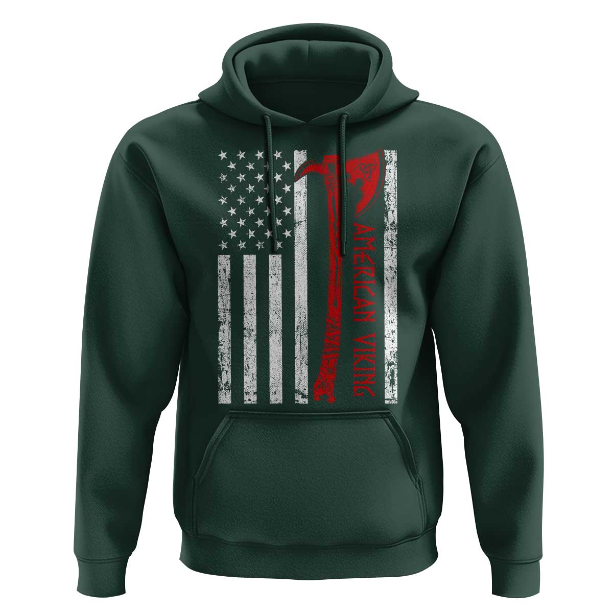 American Viking Hoodie Norse Mythology Axe USA Flag - Wonder Print Shop